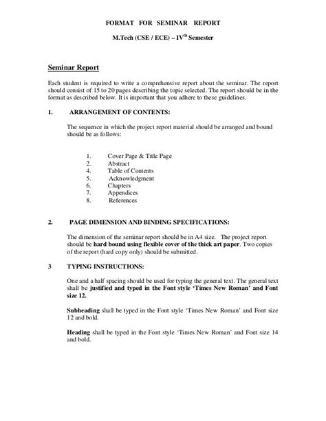 Seminar Report Format