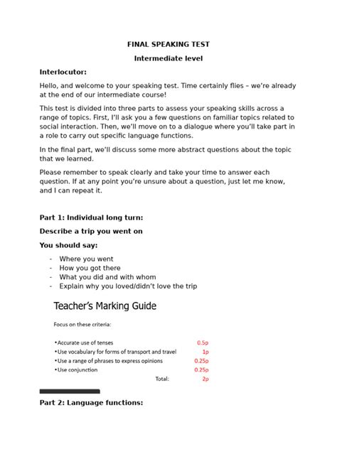 Semsester 2 Final Speaking Test
