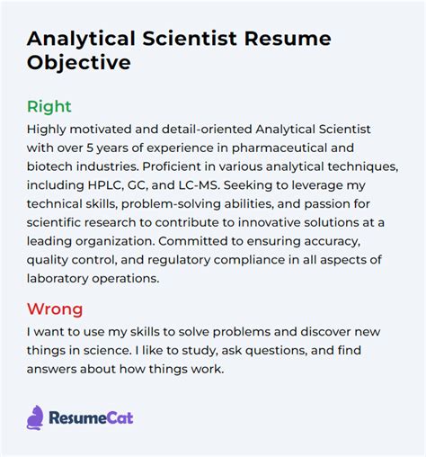 senior analytical scientist personal statement