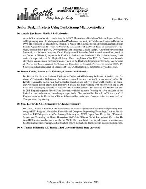 Senior Design Projects Using Basic Stamp Microcontrollers