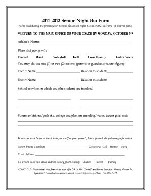 Senior Night Announcement Script