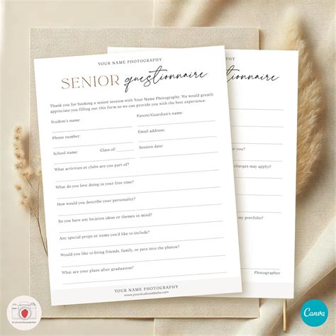 senior photography questionnaire
