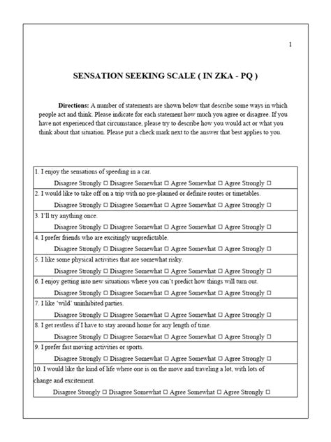 Sensation Seeking Test