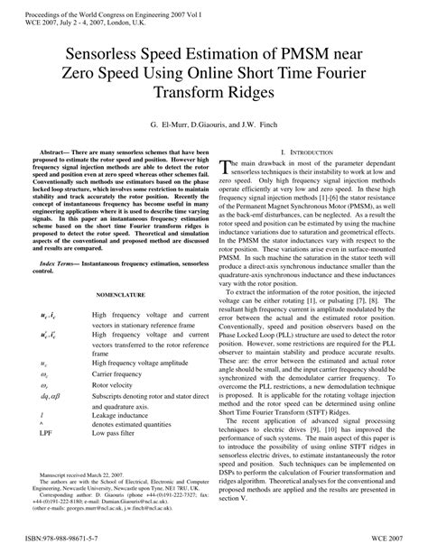 Sensorless Speed Estimation Of An Induction Motor In A