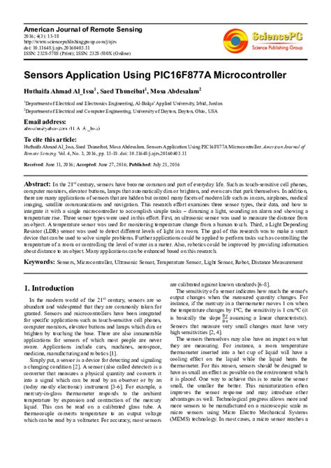Sensors Application Using Pic16f877a Microcontroller