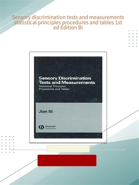 Download Sensory Discrimination Tests And Measurements Statistical Principles Procedures And Tables 