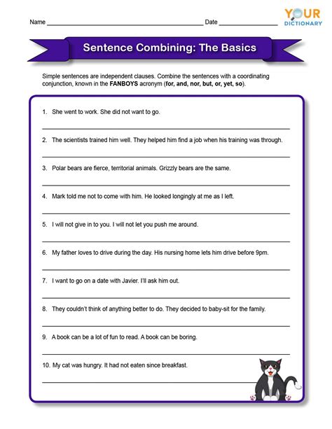 Sentence Combining Practice Worksheet Education Com Combining Sentences Exercises With Answers - Combining Sentences Exercises With Answers