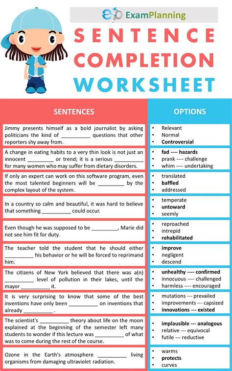 Sentence Completion Worksheets Englishforeveryone Org Fill In The Blanks Exercises - Fill In The Blanks Exercises
