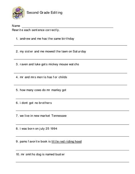 Sentence Correction Worksheets 2nd Grade Free Printables Sentence Correction Worksheet - Sentence Correction Worksheet