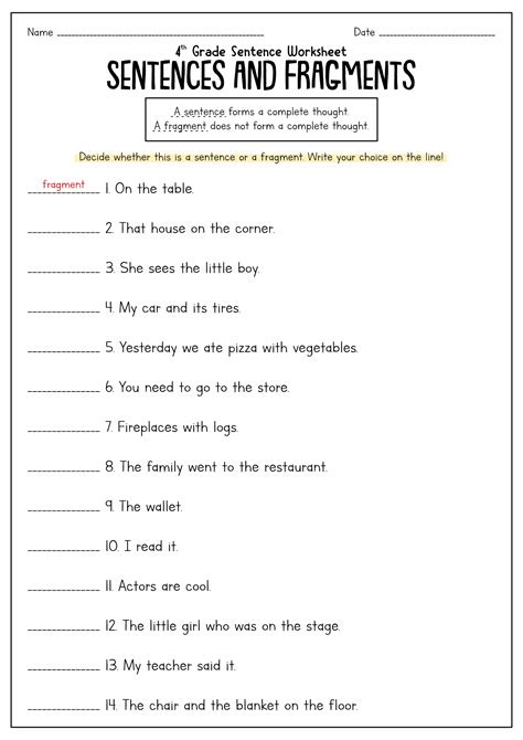 Sentence Fragment Grammar Worksheets Sentence And Fragment Worksheet - Sentence And Fragment Worksheet