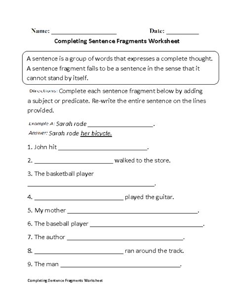 Sentence Fragment Worksheet   Sentence Fragment Worksheet Activity Ela Teaching Resource - Sentence Fragment Worksheet