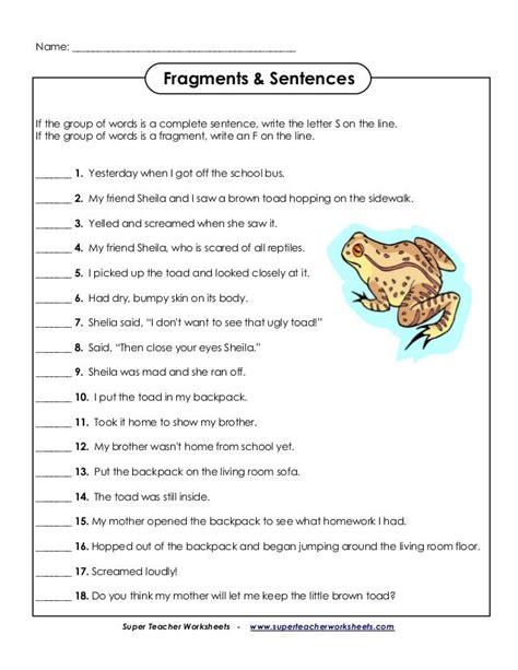 Sentence Fragment Worksheets Sentence Fragments Worksheet - Sentence Fragments Worksheet