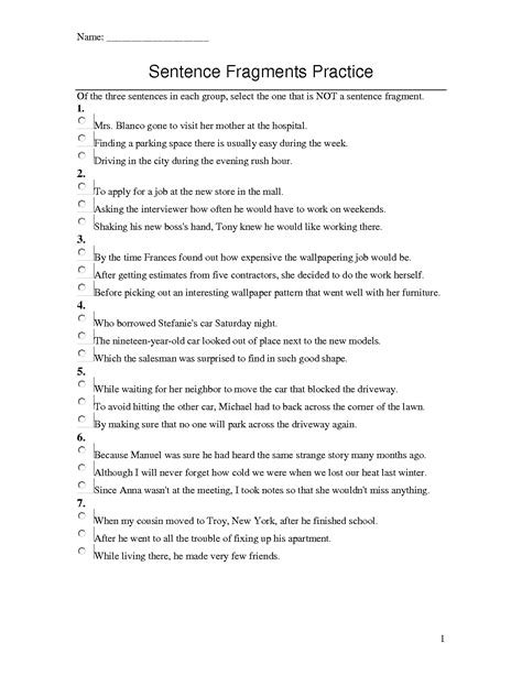 Sentence Fragments Middle School Worksheets I Abcteach Com Sentence Fragments Worksheet - Sentence Fragments Worksheet
