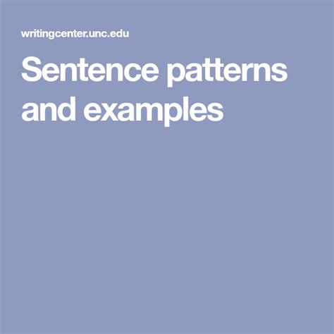 Sentence Patterns The Writing Center University Of North Identify The Sentence Pattern - Identify The Sentence Pattern