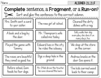Sentence Sort Fragments Run Ons And Complete Sentences Sentence Fragment Run On Worksheet - Sentence Fragment Run On Worksheet