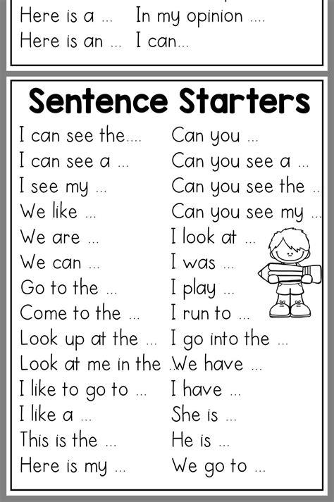 Sentence Starters For Kindergarten And First Grade Sentence Starters For 1st Graders - Sentence Starters For 1st Graders