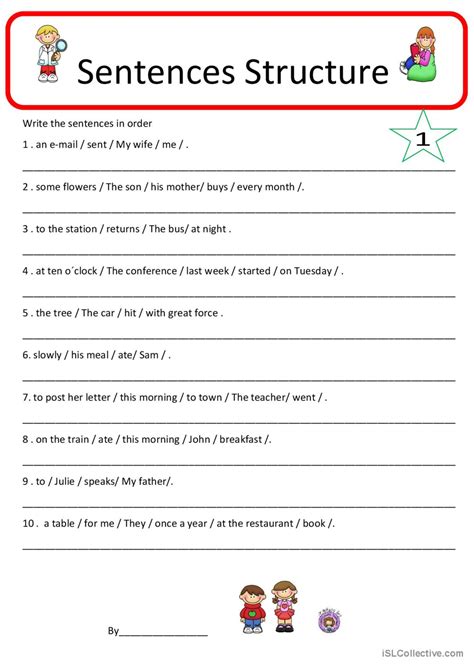 Sentence Structure 1 English Esl Worksheets Pdf Amp Parts Of A Sentence Worksheet - Parts Of A Sentence Worksheet
