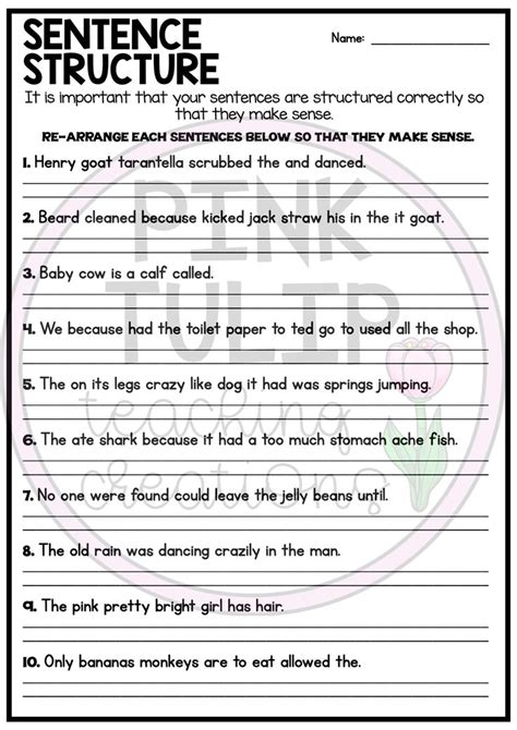 Sentence Structure Teaching Resources For 6th Grade 6th Grade Sentence Structure - 6th Grade Sentence Structure