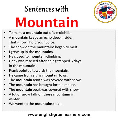 Sentence With Mountain