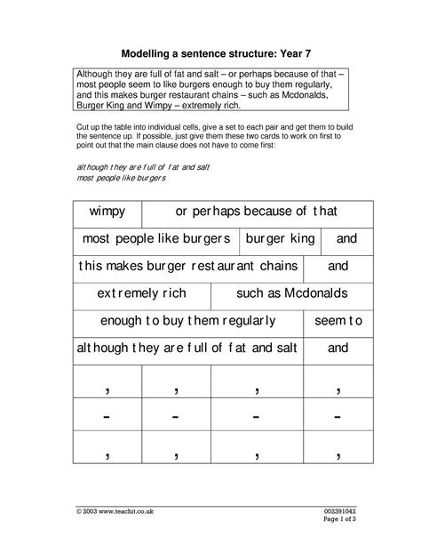 Read Sentence Analysis Teachit English 
