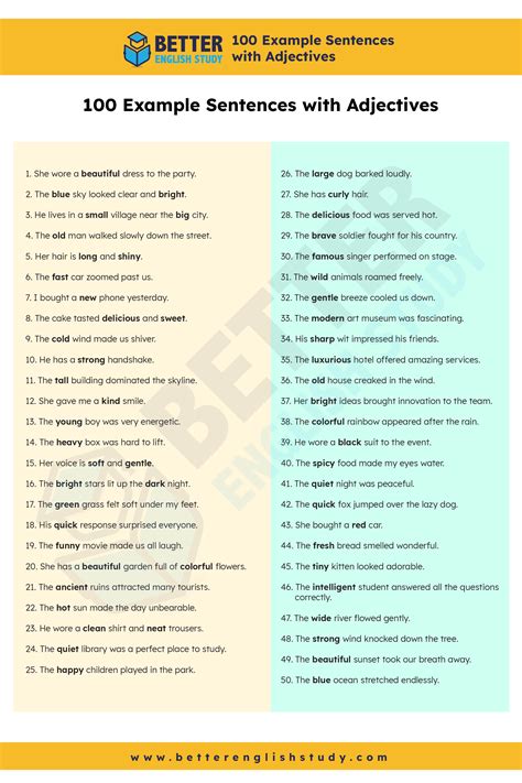 Sentences Containing Adjectives