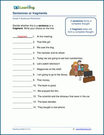 Sentences Or Fragments Worksheets K5 Learning Sentence And Fragment Worksheet - Sentence And Fragment Worksheet