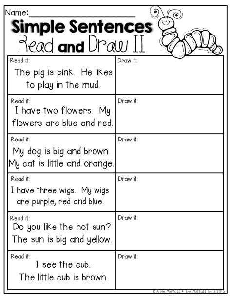 Sentences Read And Draw Worksheets K5 Learning Reading Sentences For Grade 1 - Reading Sentences For Grade 1