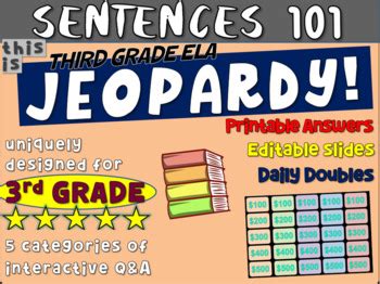 Sentences Third Grade Ela Jeopardy Handouts Amp Interactive 3rd Grade Ela Jeopardy - 3rd Grade Ela Jeopardy