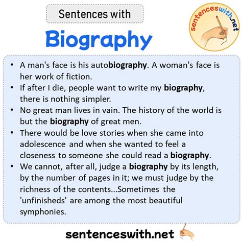 sentences using biography