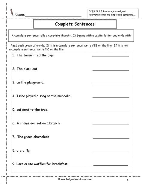 Sentences Worksheets K5 Learning Complete Sentences For Kids - Complete Sentences For Kids