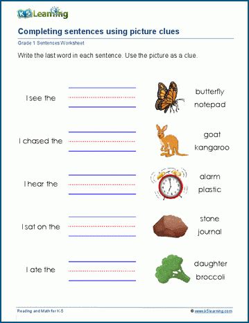 Sentences Worksheets K5 Learning Kindergarten Completing Sentences Worksheet - Kindergarten Completing Sentences Worksheet