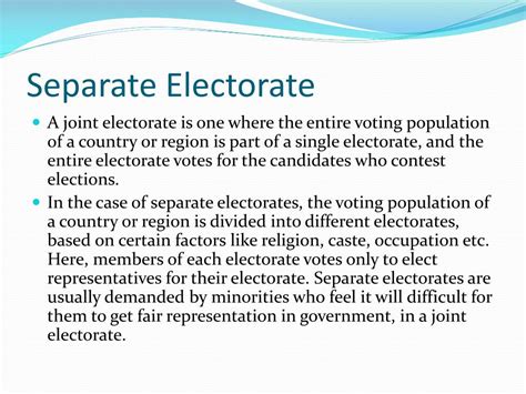 Separate Electorate Meaning