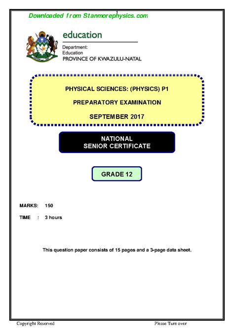 september memorandum physical science paper 1