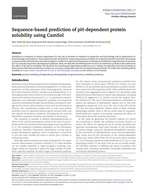 Full Download Sequence Based Prediction Of Protein Solubility 