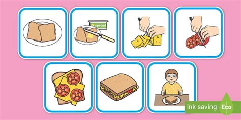 Sequencing Pictures Of Sandwich Making