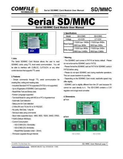 Read Serial Sd Mmc Card Module User Manual Cubloc 