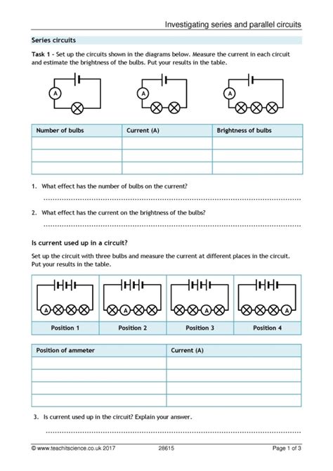 Series And Parallel Circuits Ks4 Physics Teachit Resistors In Series And Parallel Worksheet - Resistors In Series And Parallel Worksheet