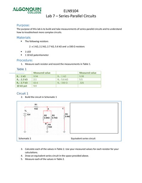 Series And Parallel Circuits Lab Answers