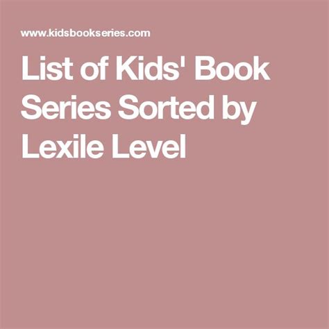 Full Download Series By Lexile Range Kids Wnpl 
