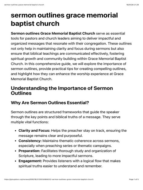 sermon outlines grace memorial baptist church