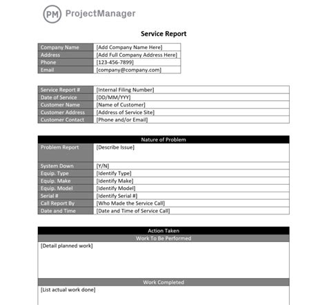 Service Call Report Template Word
