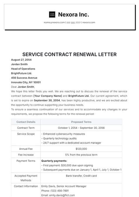 service contract renewal letter template