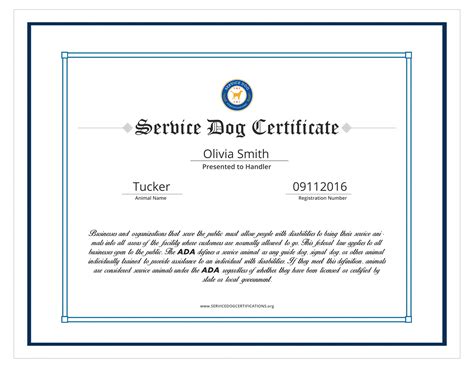 Service Dog Certificate Pdf