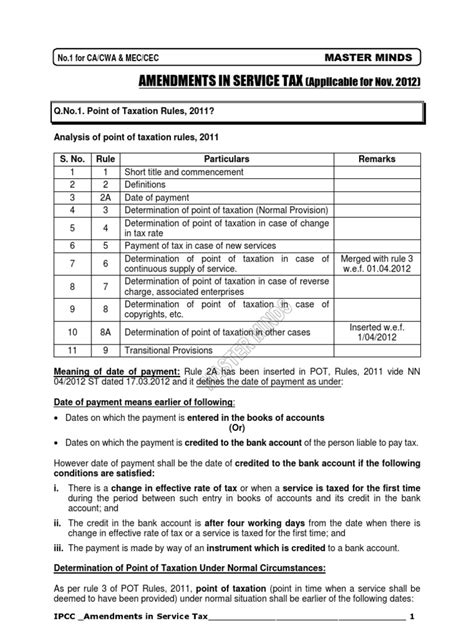 service tax notes for ipcc may 2014