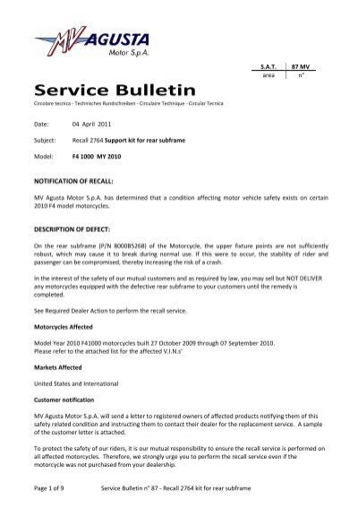 Read Service Bulletin Mv Agusta 