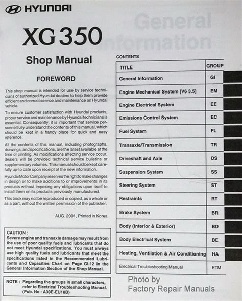 Full Download Service Manual 2003 Hyundai Xg350 