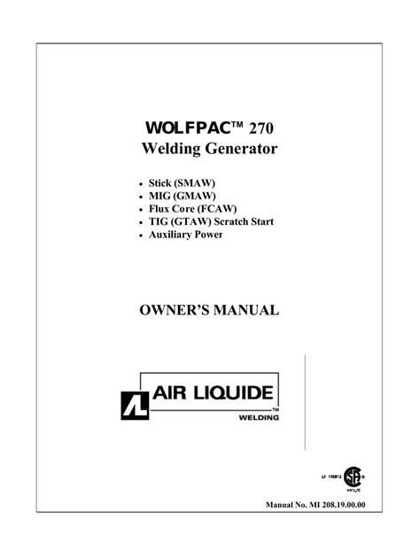 Download Service Manual For Wolfpac 270 Welder 