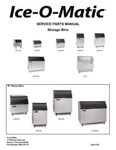 Read Service Parts Manual Storage Bins Ice O Matic 