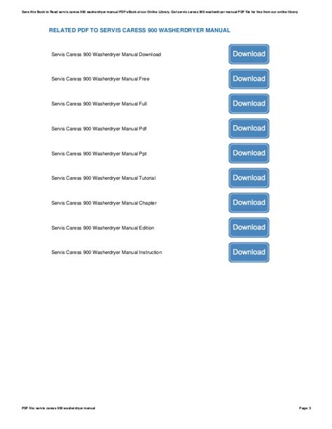 Read Servis Caress 900 Guide 