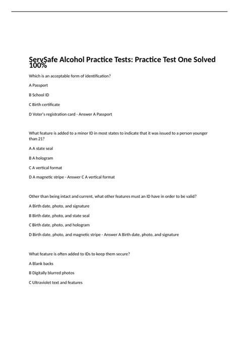 servsafe alcohol practice test